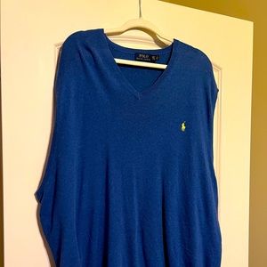 Like New Ralph Lauren Sweater Vest Size 4XLT - Navy Blue with Yellow Polo Man